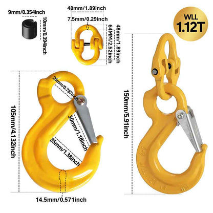 2 Pack Sling Hook with Hammerlock Heavy Duty Safety Sling Hooks for Cavan Camper Trailer Connecting Extend Safety Chain 1.12T