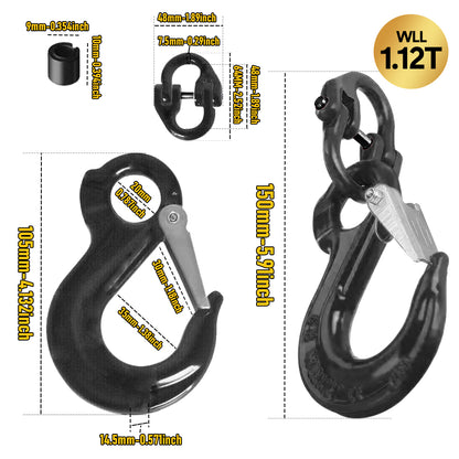 1.12T Sling Hook & Hammerlock Kit-Balck,2 Sets