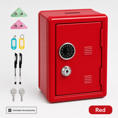Lockable Metal Money Box, Cash & Coin Storage Box with Key Lock, Compact Piggy Bank for For Kids & Adults, Office & Small Valuables