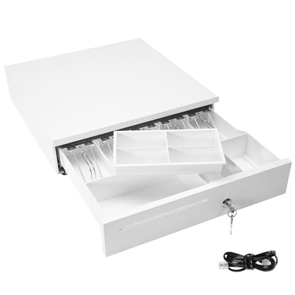 Heavy-Duty All-Metal Cash Drawer | 6 Coin Trays & 5 Note Trays | RJ-12 Interface | For Retail, Restaurant, Bar & Café