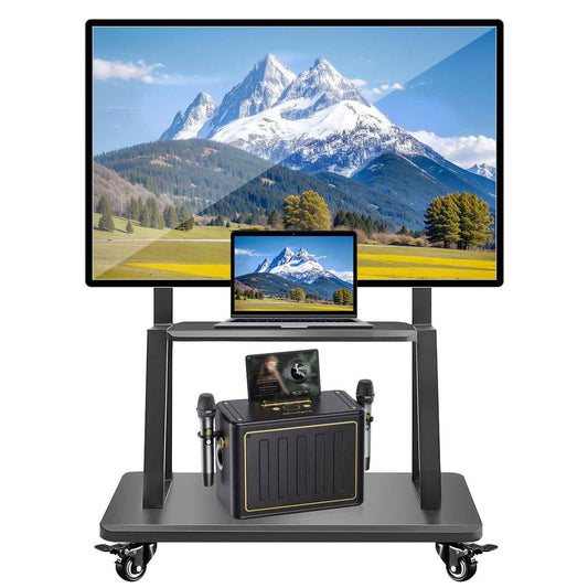 Rolling TV Stand Cart for 32–70 Inch TVs with Projector Shelf & Lockable Wheels