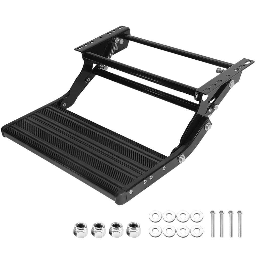 Heavy Duty Aluminium Caravan Step, Portable Folding Single RV Step with Anti-Slip Surface, Pull Out Camper Trailer & Motorhome Step Stool