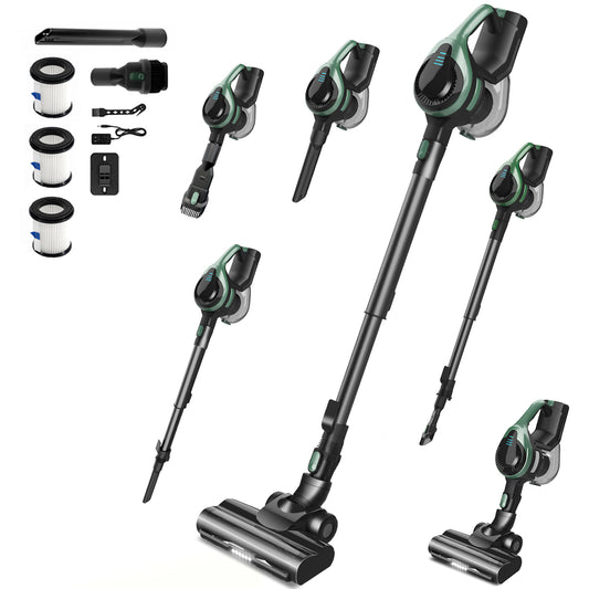Cordless Stick Vacuum Cleaner, 350W Powerful Suction, LED Floor Head, 40-Min Runtime