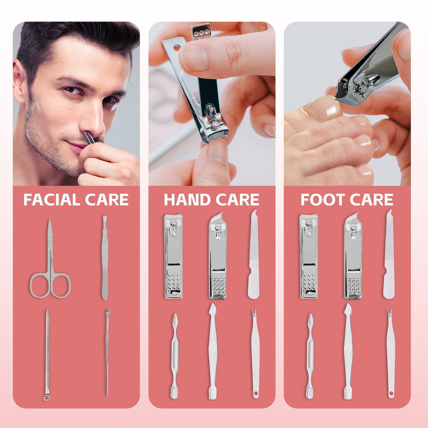 10 Pcs Remology Stainless Steel Manicure Set Silver