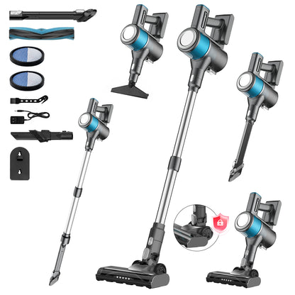 Cordless Vacuum Cleaner, 8in 1 Powerful Stick Vacuum, with Anti-Tangle Brush and LED Light, Lightweight Vacuums for Hardwood Floor, Carpet, Pet Hair