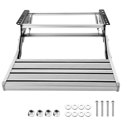 Heavy Duty Aluminium Caravan Step Stool, Supports Up to 200kg, Foldable RV Entry Step with Anti-Slip Surface, Portable Step for Caravan, Motorhome, Camper Trailer & Camping, Silver