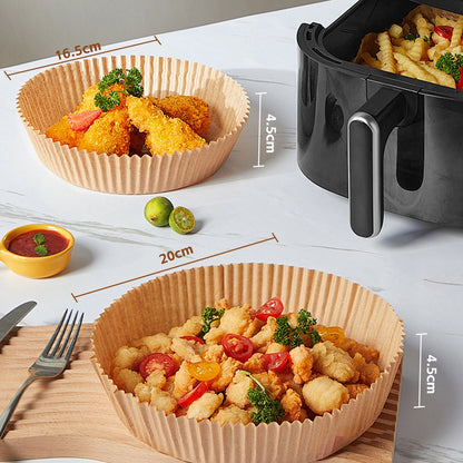 200 Pcs Disposable Unbleached Silicone Paper Dish Air-fryer Liner (100 small square + 100 large round)