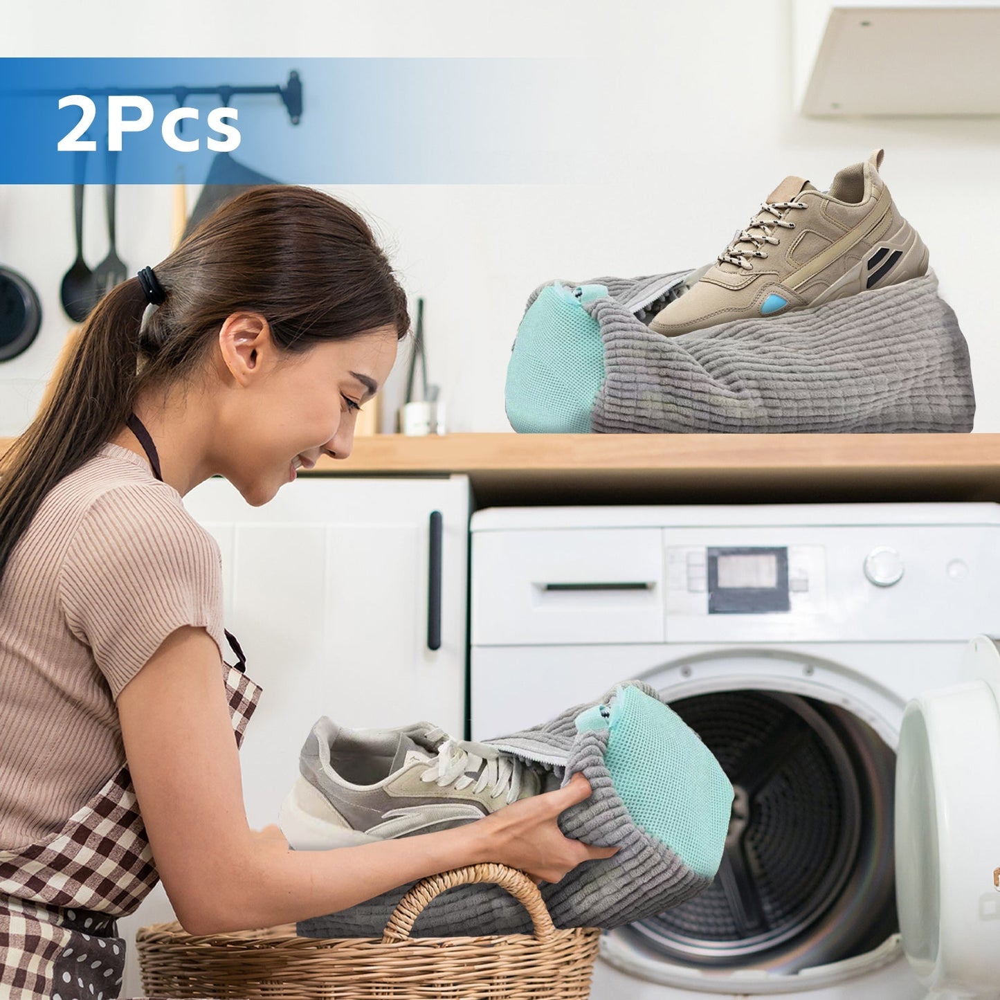 2 Pcs Portable Shoe Washing Bag