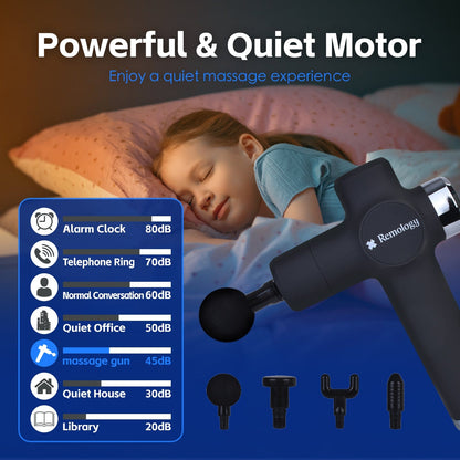 Remology Impact Therapy 7 Adaptive Speed USB-C Fascial Massage Gun with 4 Heads