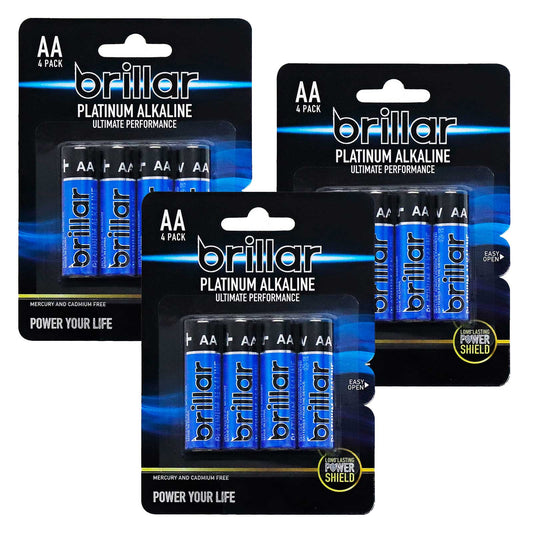 12Pcs Brillar AA Platinum Alkaline Batteries