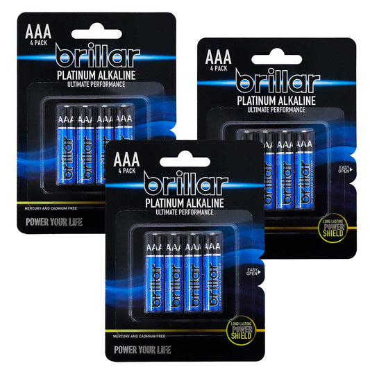12Pcs Brillar AAA Platinum Alkaline Batteries