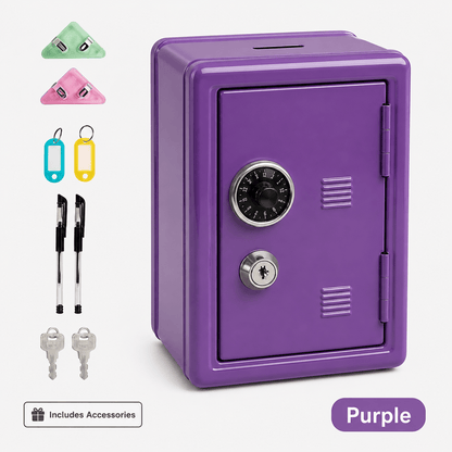 Lockable Metal Money Box, Cash & Coin Storage Box with Key Lock, Compact Piggy Bank for For Kids & Adults, Office & Small Valuables