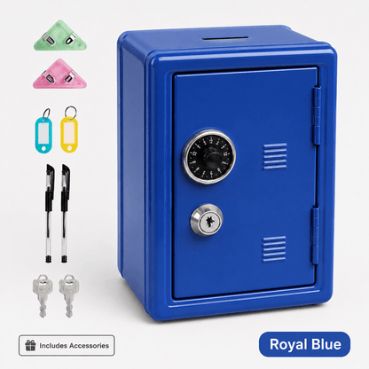 Lockable Metal Money Box, Cash & Coin Storage Box with Key Lock, Compact Piggy Bank for For Kids & Adults, Office & Small Valuables