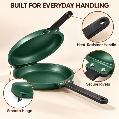 Double-Sided Non-Stick Frying Pan, 19cm Flip Pancake Pan with Heat-Resistant Handle for Eggs, Pancakes & Toast, Gas Electric & Ceramic Stoves