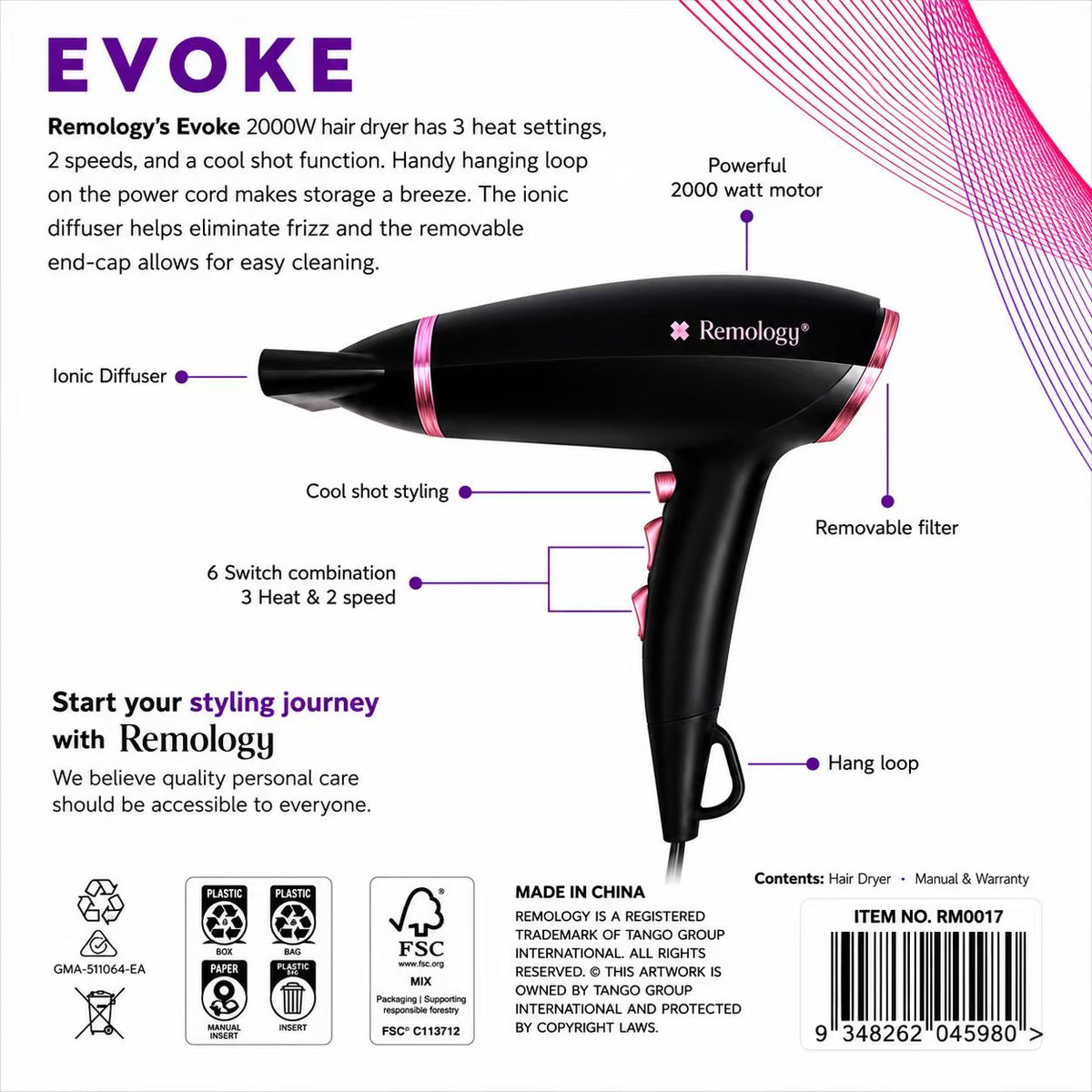Remology Evoke 2000W Professional Hair Dryer