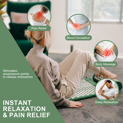 Acupressure Mat and Pillow Set with Bag