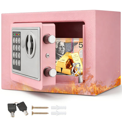 6.4L Digital Safe Box, Electronic Security Safe with Keypad & 2 Emergency Keys, Steel Cash & Valuables Lock Box for Home, Office & Hotel