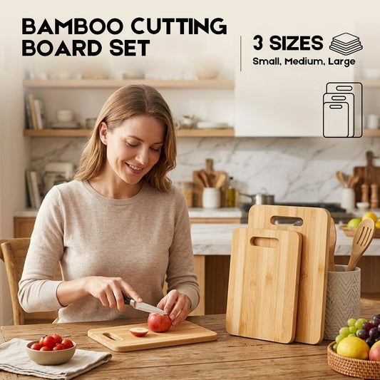 3 Pcs Bamboo Cheese Cutting Board Set(33×26×3cm)