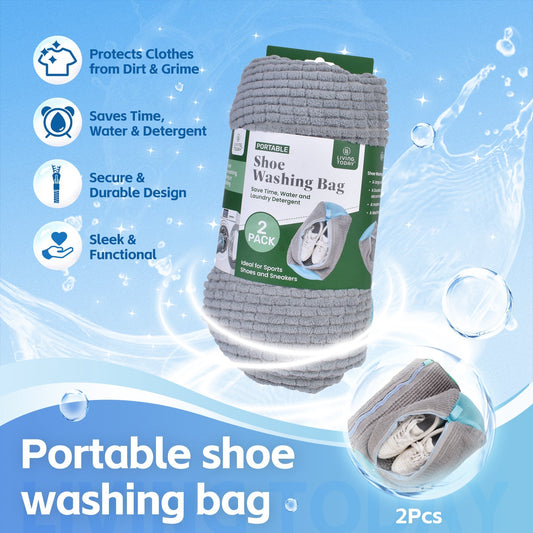 2 Pcs Portable Shoe Washing Bag