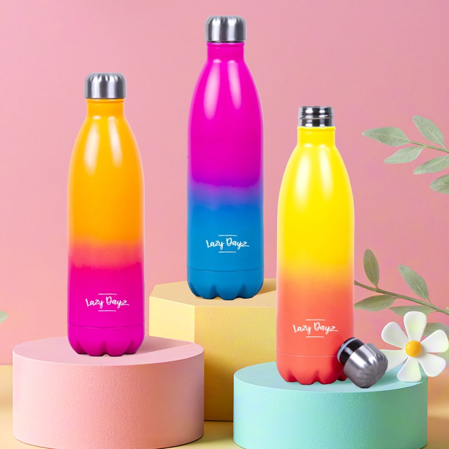 Lazy Dayz Jumbo Drink Bottle 1L - Pink Blue Ombre