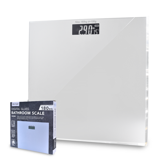 Digital Glass Bathroom Scale 180kg LED Display(26x26x2.5cm)