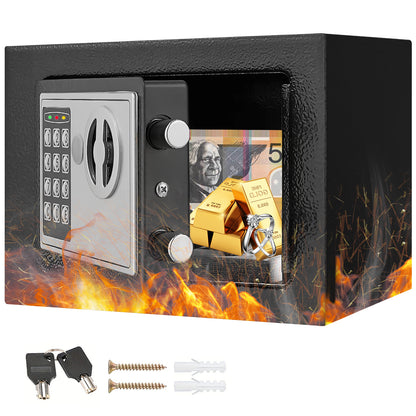 Digital Safe Box 6.4L, Electronic Security Safe with Keypad & 2 Emergency Keys, Steel Cash & Valuables Lock Box for Home, Office & Hotel