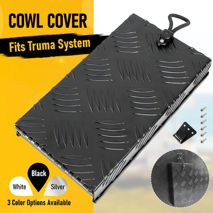 Cowl Cover for Truma Water Heater, Universal Aluminum Black Console Replacement Part, Powder-Coated External Flue Vent, 27x15x4cm