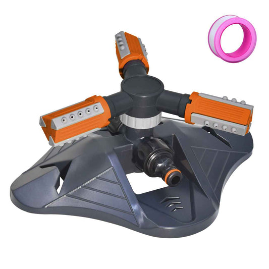 360° Rotating Garden Sprinkler 3-Arm Adjustable Lawn Water Sprinkler