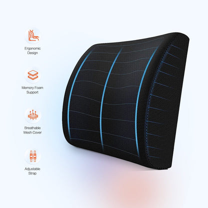 2 Pcs Bamboo Memory Foam Lumbar Support Cushion – Ergonomic Back Support Pillow