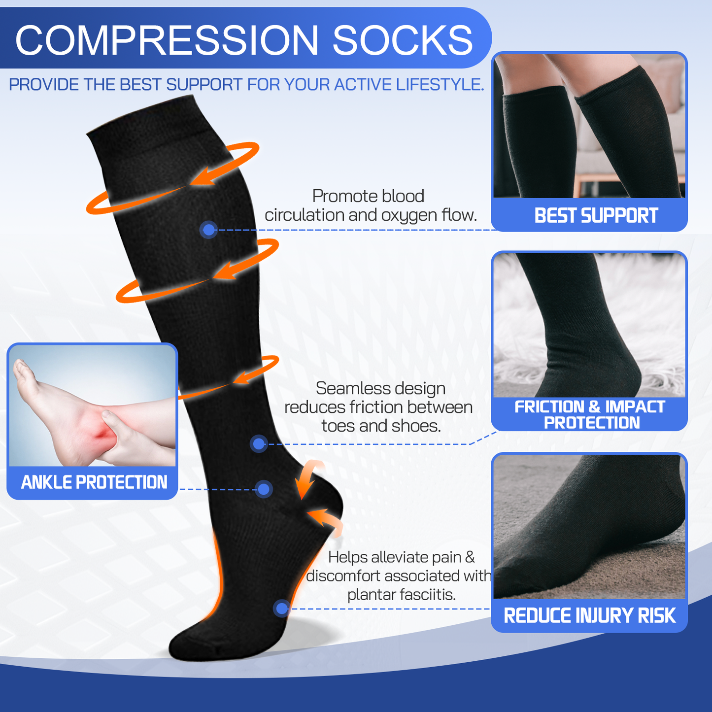 2 pairs of Miracle Compression Socks - Large/XL
