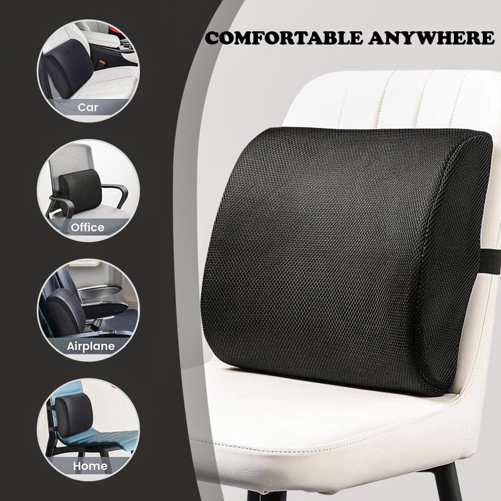 2 Pcs Bamboo Memory Foam Lumbar Support Cushion – Ergonomic Back Support Pillow