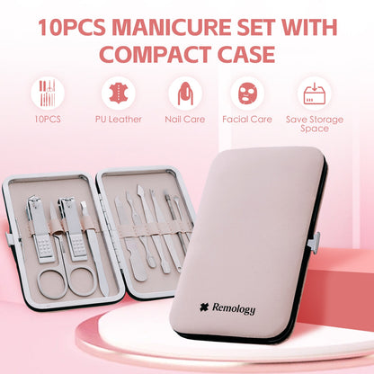 10 Pcs Remology Stainless Steel Manicure Set Silver