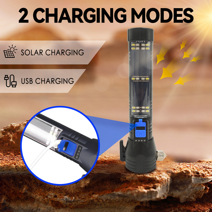 Brillar 150 Lumen Solar Power USB rechargeable Multifunction Trekking Torch
