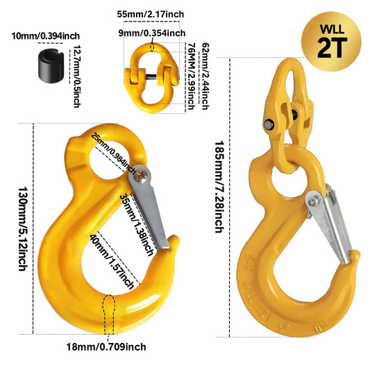 2T Sling Hook & Hammerlock Kit-Yellow,2 Sets