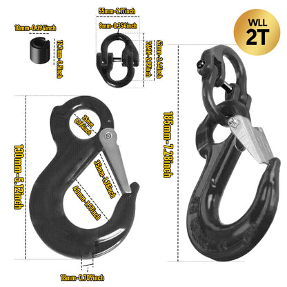 2T Sling Hook & Hammerlock Kit-Black,2 Sets