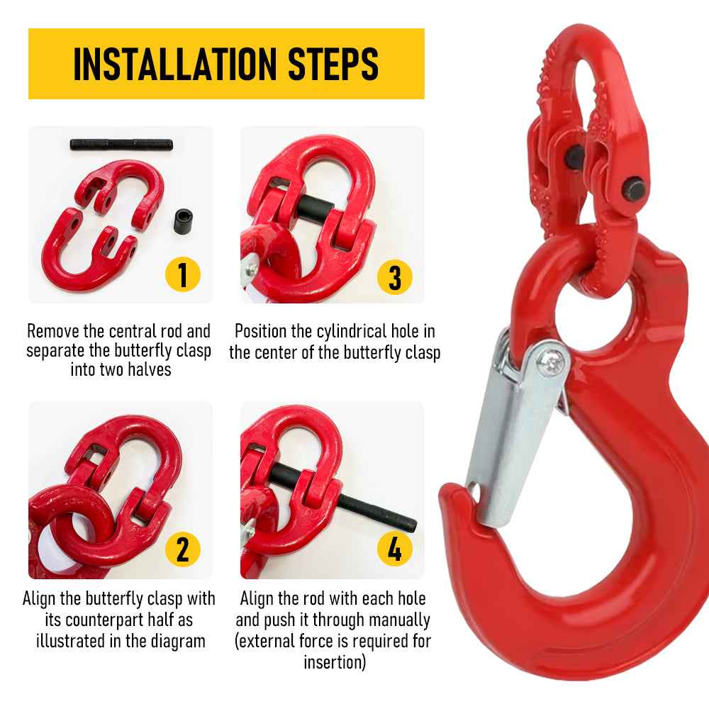 2 Pack Sling Hook with Hammerlock Heavy Duty Safety Sling Hooks for Cavan Camper Trailer Connecting Extend Safety Chain 3.15T