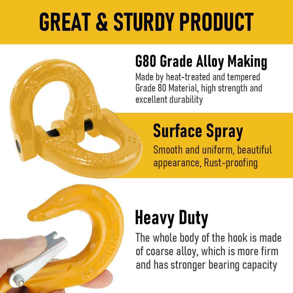 2 Pack Sling Hook with Hammerlock Heavy Duty Safety Sling Hooks for Caravan Camper Trailer Connecting Extend Safety Chain 2T