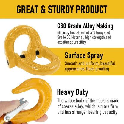 2 Pack Sling Hook with Hammerlock Heavy Duty Safety Sling Hooks for Caravan Camper Trailer Connecting Extend Safety Chain 2T