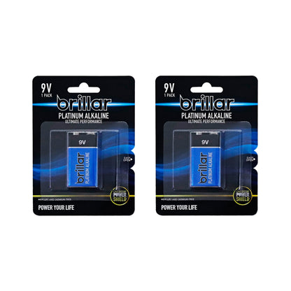 2 Pcs Brillar 9V Platinum Alkaline Battery