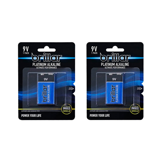 2 Pcs Brillar 9V Platinum Alkaline Battery