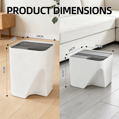 2 Pcs 12L+18L Stackable Plastic Kitchen Trash Bin Household Classification Storage Box