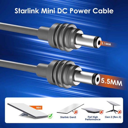 DC to DC Power Cable for Starlink Mini 5M 16AWG 5.5x2.1mm 12V-24V Waterproof