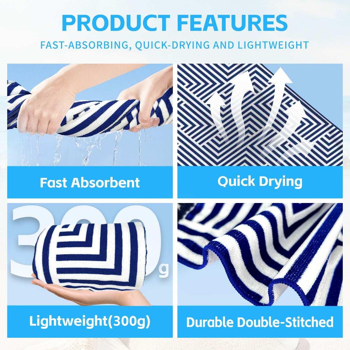 Rectangular Beach Towel with Tassel