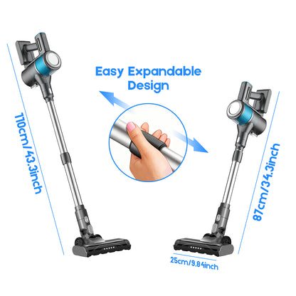 Cordless Vacuum Cleaner, 8in 1 Powerful Stick Vacuum, with Anti-Tangle Brush and LED Light, Lightweight Vacuums for Hardwood Floor, Carpet, Pet Hair