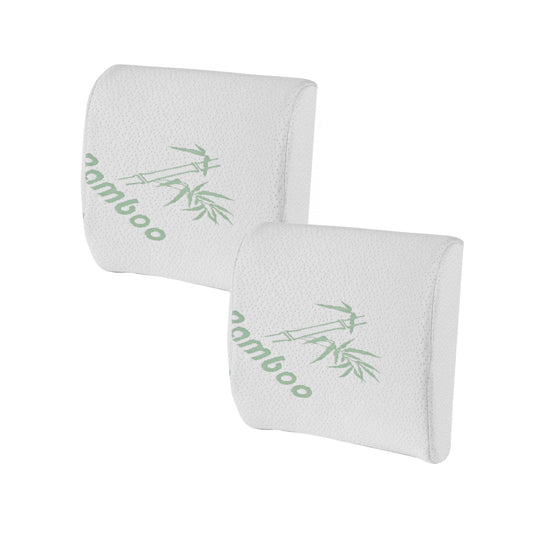 2 Pcs Bamboo Memory Foam Lumbar Support Cushion – Ergonomic Back Support Pillow (32 × 31.5 × 10?cm)