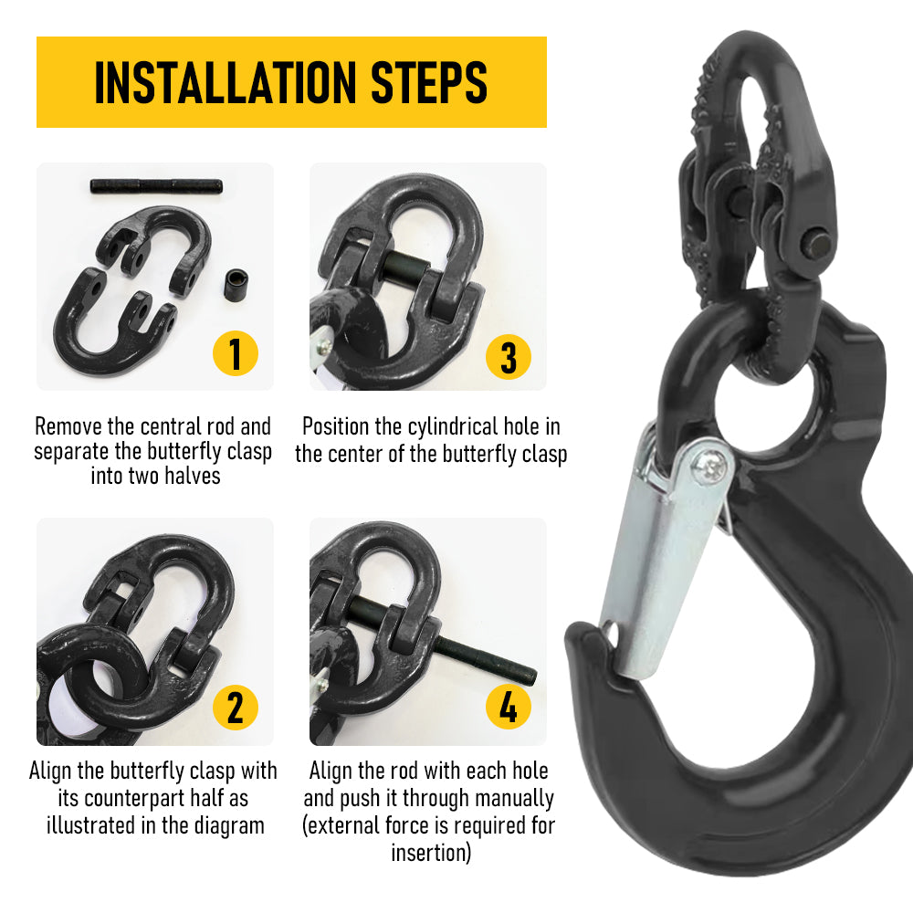 1.12T Sling Hook & Hammerlock Kit-Balck,2 Sets