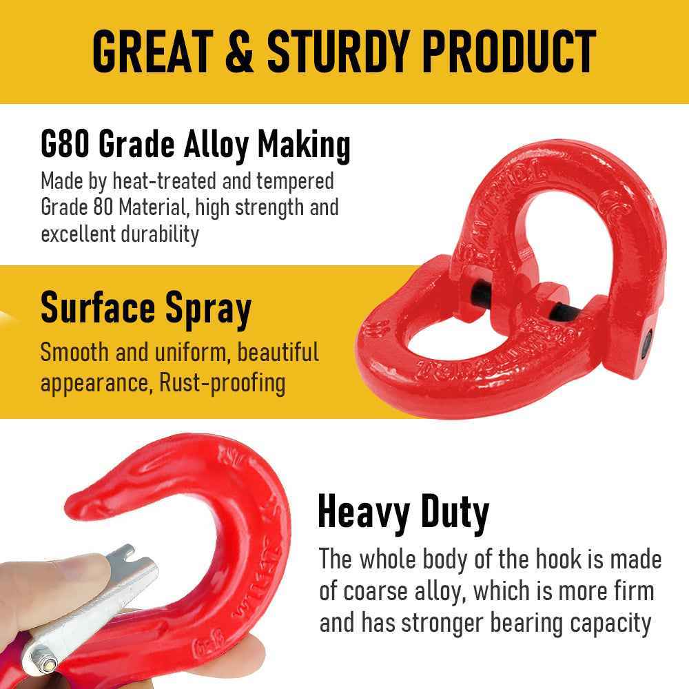 2 Pack Sling Hook with Hammerlock Heavy Duty Safety Sling Hooks for Caravan Camper Trailer Connecting Extend Safety Chain 2T