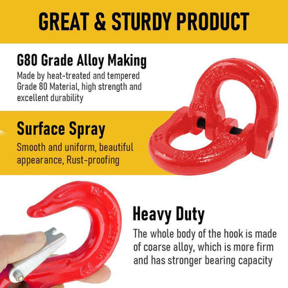 2 Pack Sling Hook with Hammerlock Heavy Duty Safety Sling Hooks for Caravan Camper Trailer Connecting Extend Safety Chain 2T