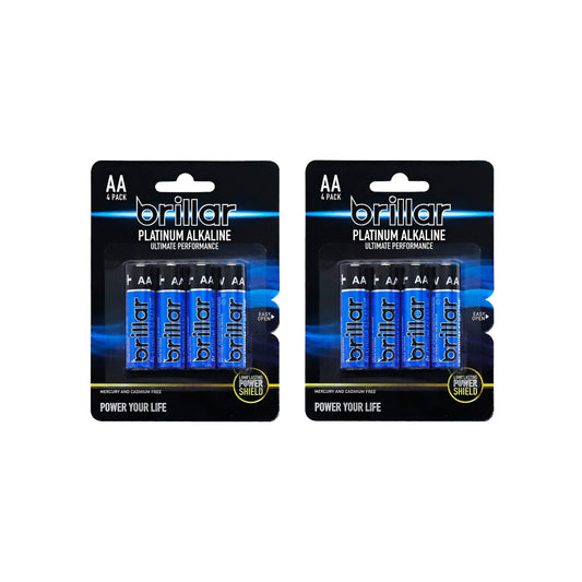 8 Pcs Brillar AA Platinum Alkaline Batteries