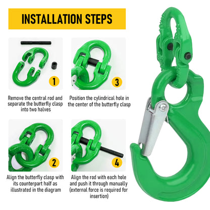 2T Sling Hook & Hammerlock Kit-Green,2 Sets